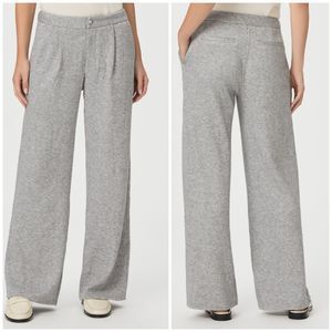Paige Kara Pants Size 10 Heather Grey Wide Leg Drape Button Waistband Trousers
